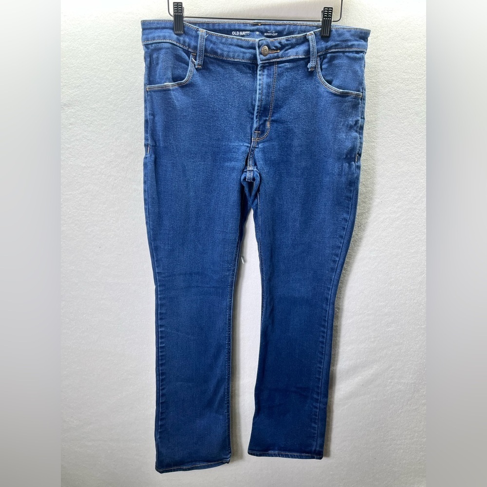 Old Navy Mid Rise‎ Bootcut Jeans Womens 12 Stretch Blue Denim Pants Cute 2123